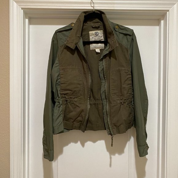 Lucky Brand Zip-up Utility Military Bomber Jacket Two Tone Army Green Sz Large - Picture 3 of 11